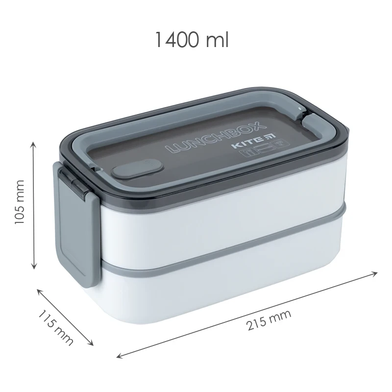 Ланчбокс 1400мл подвійний з наповненням білий Kite K23-183-1, фото 1