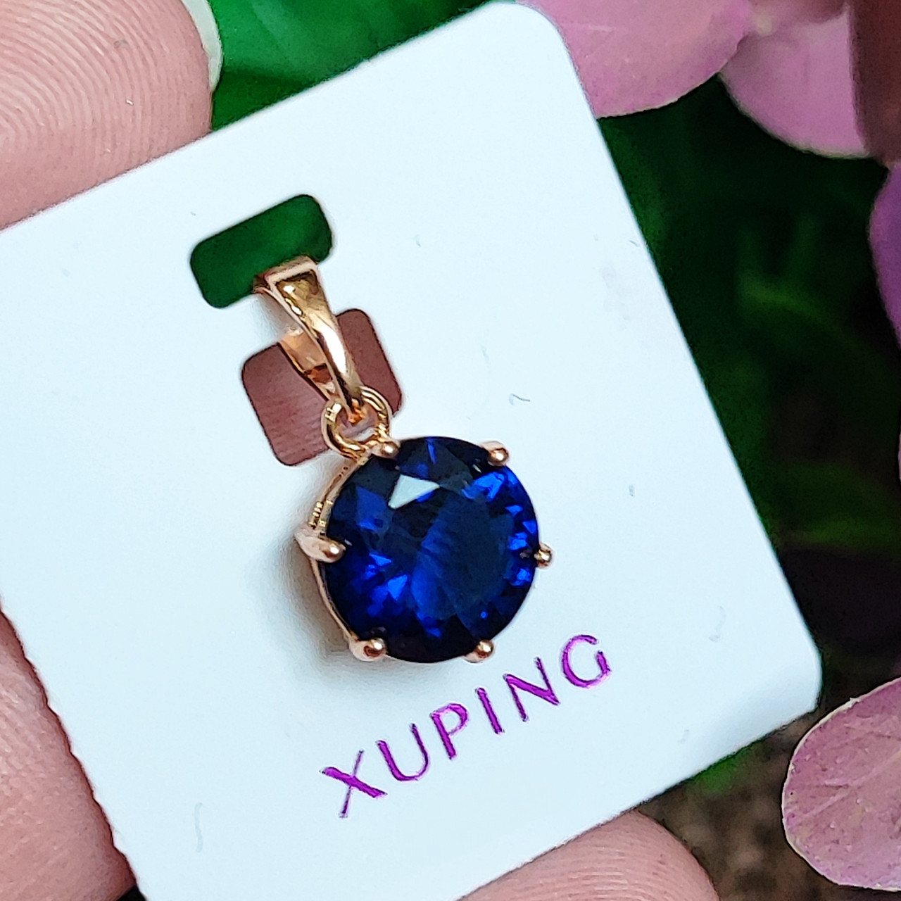 Кулон Xuping Jewelry довжина з вушком 1.7мм цирконій 9мм медичне золото позолота 18К 5410