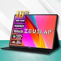 Портативний монітор ZEUSLAP Z16 Lite 16 дюймів Full HD 1920X1200  Чорний