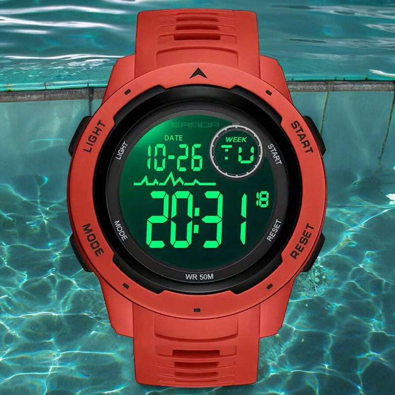 Електронний спортивний водонепроникний спортивний годинник Sanda 2125 Red