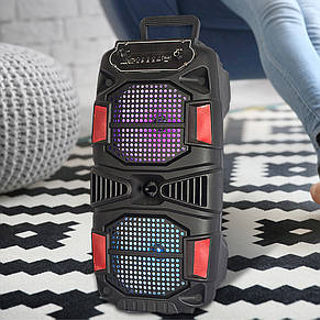 Портативная Bluetooth Колонка KOLAV-X2602 (4"*2/USB/FM/BT/TWS/with colorful light3.7V 1500mA), Чорний, фото 1