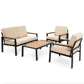 Комплект садових меблів Di Volio Merano 4-місний сірий/бежевий з алюмінієвим каркасом та подушками