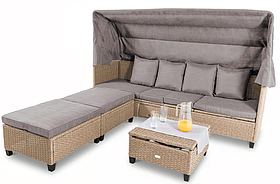 Комплект садових меблів Di Volio Luca (бежево-сірий) з балдахіном, технотанг