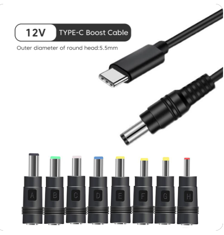 Кабель живлення Type-C 5V - DC 12V до 3а (з перетворювачем) набір перехідників нов, фото 1