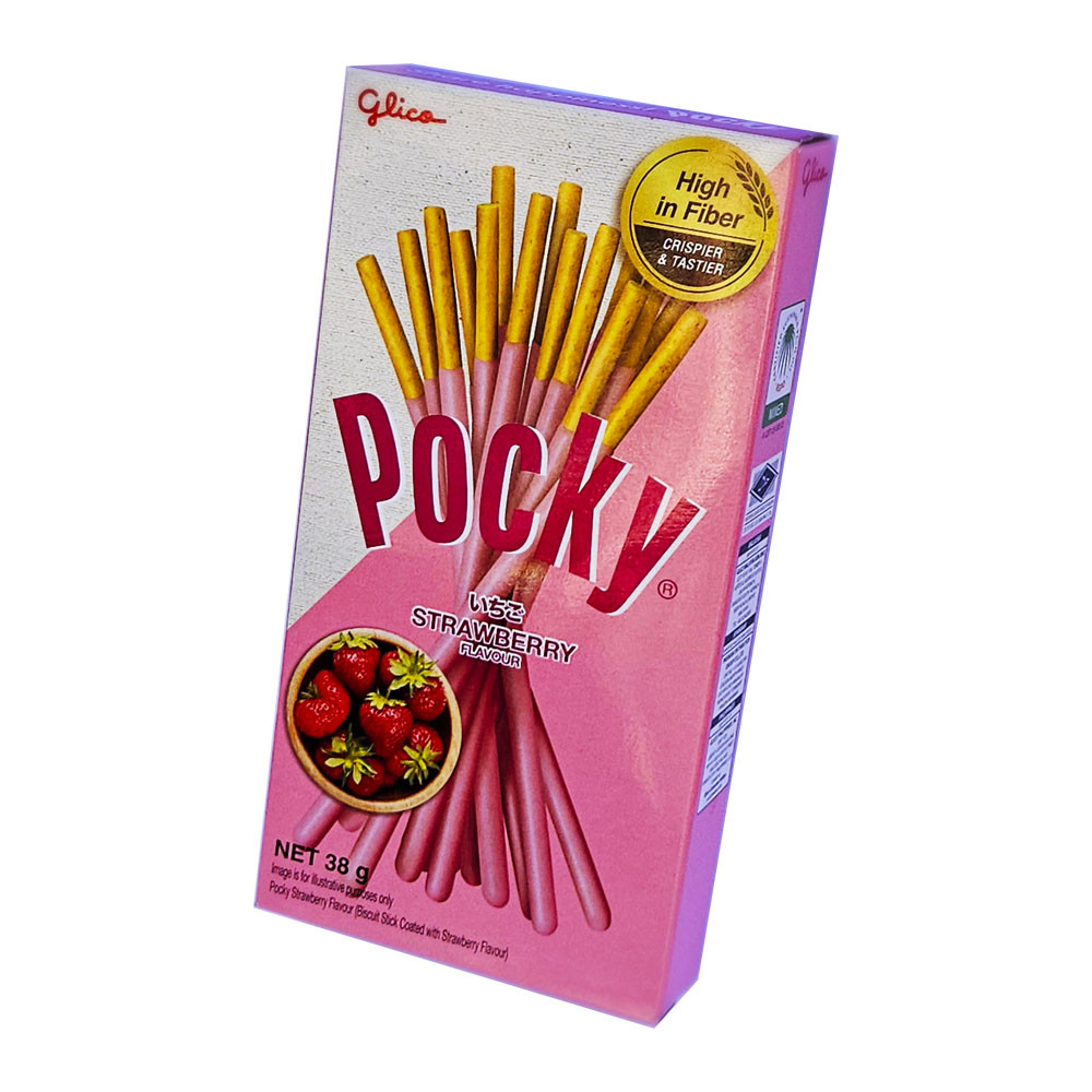 Японські палички Pocky Strawberry з ароматом полуниці. 38гр. Glico