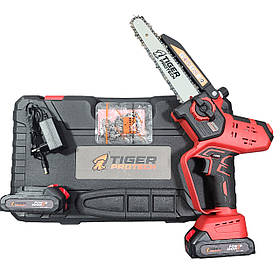 Портативна пилка TigerProTech TD-S011-MA, безщиткова, 20см, 0,8квт, 8м/с, дісплей, масляне охолодженя, 2 акб,21В/2Аг, кейс