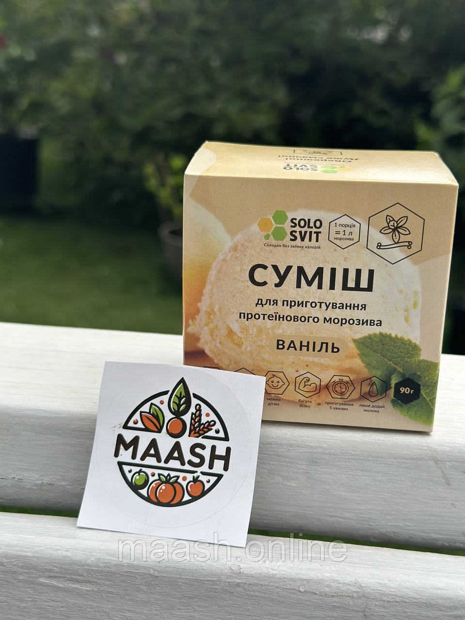Суха суміш для протеїнового морозива Ваніль Solosvit, 90г