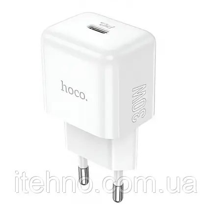Мережевий адаптер Hoco N32 Glory PD30W single port charger(EU) (Білий), фото 1