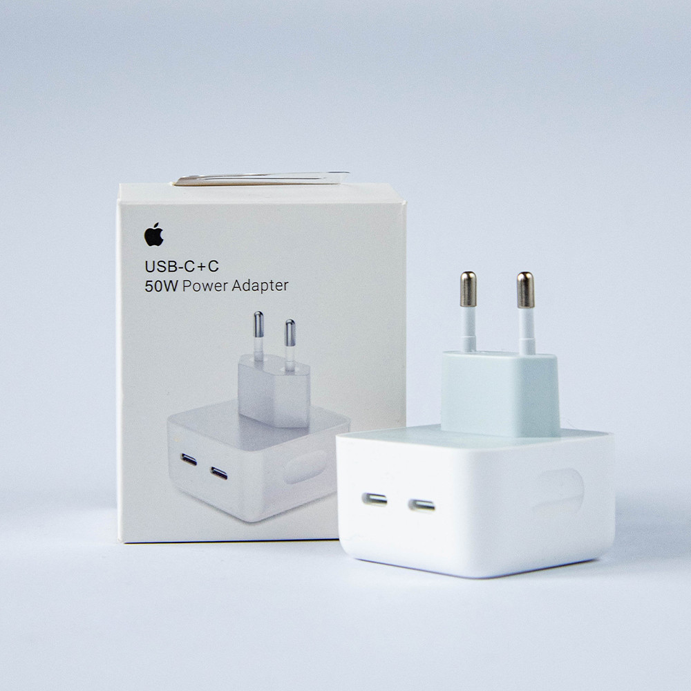Межевий адаптер 2 USB-C iPhone Original series 1:1 реальні 50 W Logo з яблуком