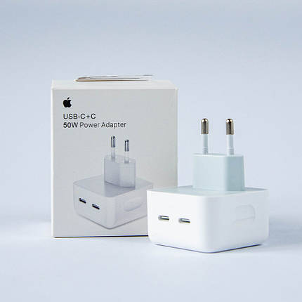 Межевий адаптер 2 USB-C iPhone Original series 1:1 реальні 50 W Logo з яблуком, фото 1