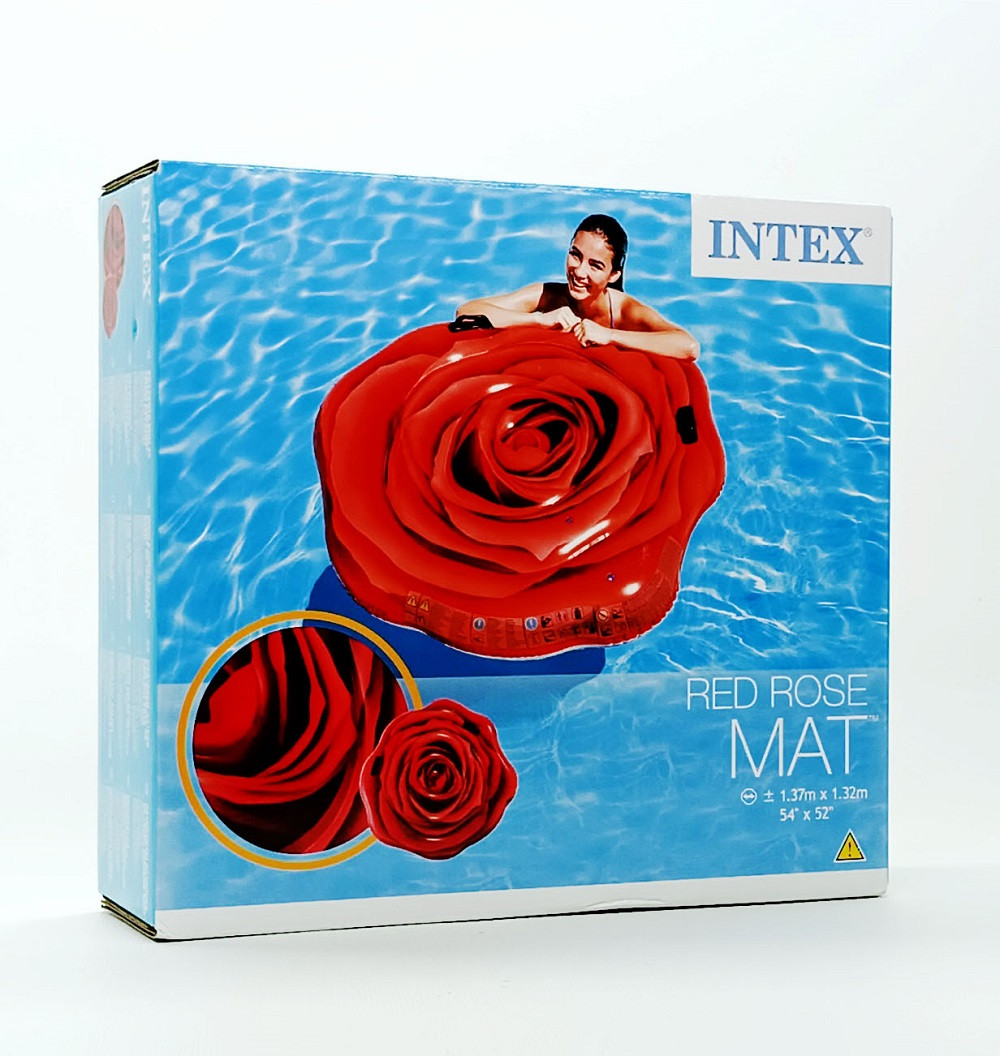 Пліт надувний Intex Троянда 168×104 см - пляжний матрац з ручками, арт. 58783EU