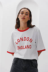 Жіноча футболка крій оверсайз із написом LONDON ENGLAND