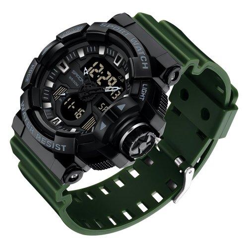 Електронний спортивний водонепроникний спортивний годинник Sanda 3129 Black-Green