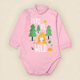 Боді з начосом та високою горловиною Wood зріст 80 см (9 - 12 місяців) Malena Рожевий з принтом