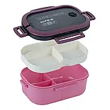 Ланчбокс 1200мл бордовий з розділювачем Kite K23-184-3, фото 7