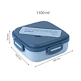Ланчбокс 1100мл блакитний з розділювачем Kite K23-186-2, фото 3