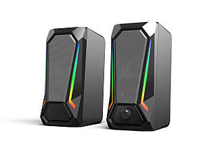 Акустична система 2.0 10W TRY FT-2068B USB + 3,5mm RGB LED чорна