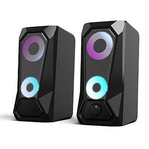 Акустична система 2.0 10W TRY FT-2068Q USB + 3,5mm RGB LED чорна