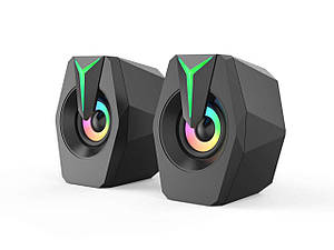 Акустична система 2.0 6W TRY FT-K8 USB + 3,5mm RGB LED чорна