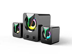 Акустична система 2.1 9W TRY FT-25-2.1 USB + 3,5mm RGB LED чорна