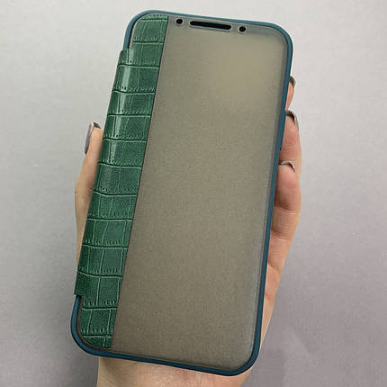 Чохол-книга для Apple iPhone 12 шкіряна книжка на телефон айфон 12 зелена k6e, фото 1