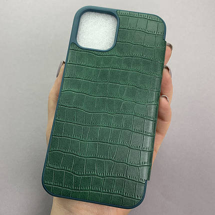 Чохол-книга для Apple iPhone 12 шкіряна книжка на телефон айфон 12 зелена k6e, фото 2