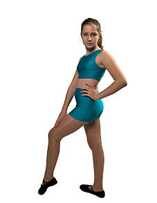 Шорти гімнастичні бірюзові, біфлекс