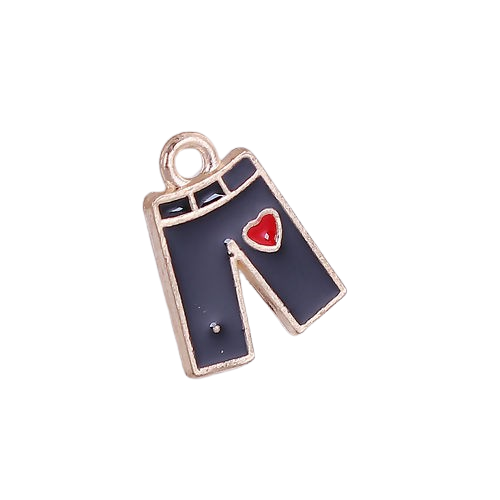 Підвіска Finding Кулон шарм штани серце Золотиста червона і чорна емаль 15 мм x 12 мм
