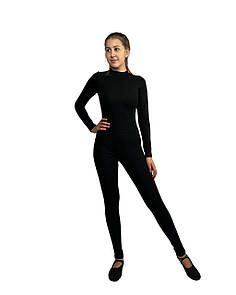 Чорний комбінезон для танців і гімнастики з довгим рукавом, зі стійкою 3XL