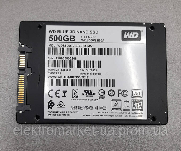 SSD накопитель WD Blue 500Gb (WDS500G2B0A), цена: 1360