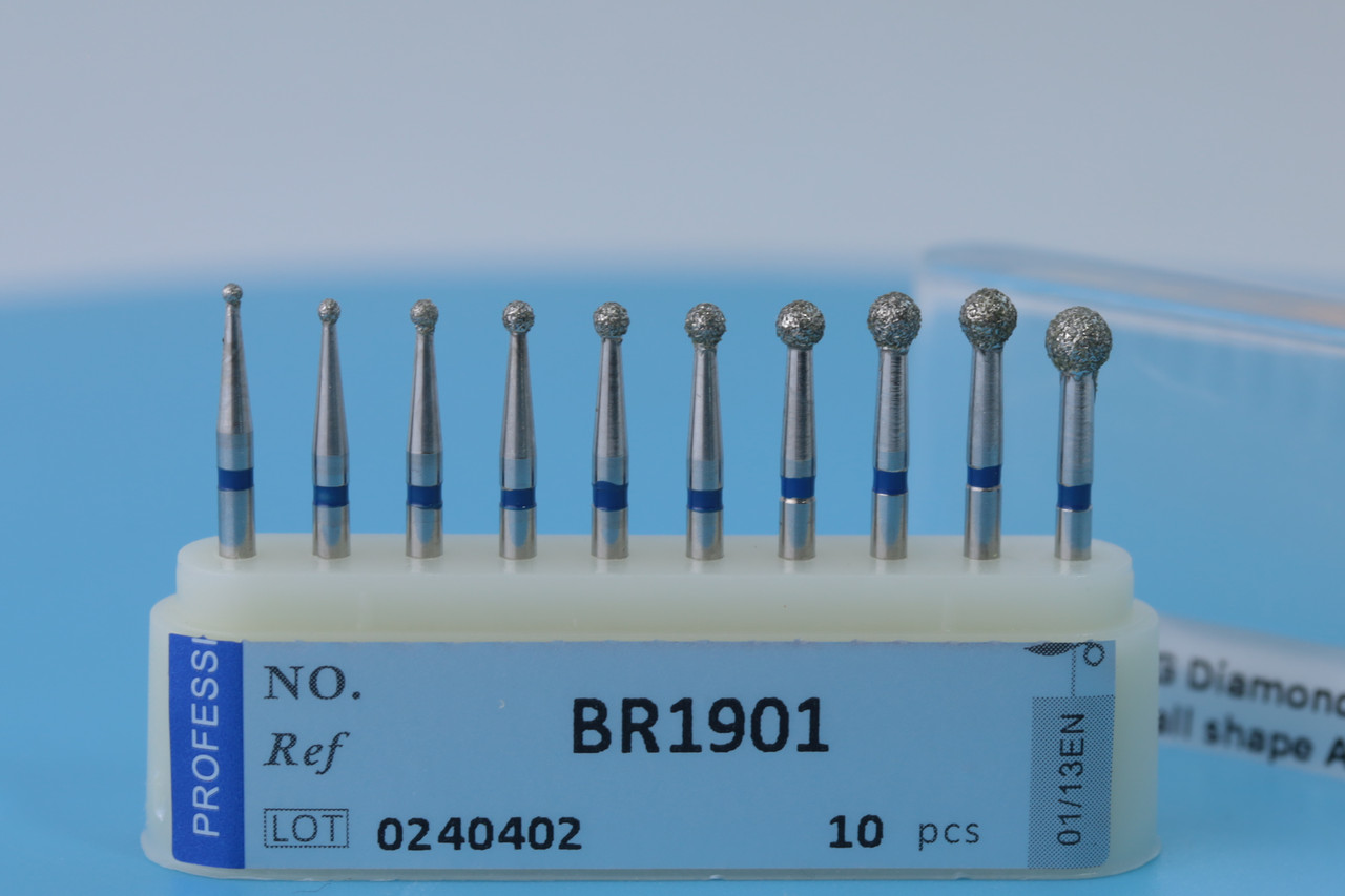 Бори алмазні набір (10шт) шарік на середній ніжці різні Асорті