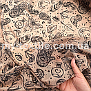 Сітка стрейч друкований принт Татучий 150 см бежевий із чорним, фото 2