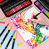 Маркери для малювання двосторонні 48шт із сумкою, Color pencil / Акварельні маркери, фото 9