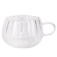 Скляна чашка з подвійними стінками та ручкою "Маяк" 200 мл