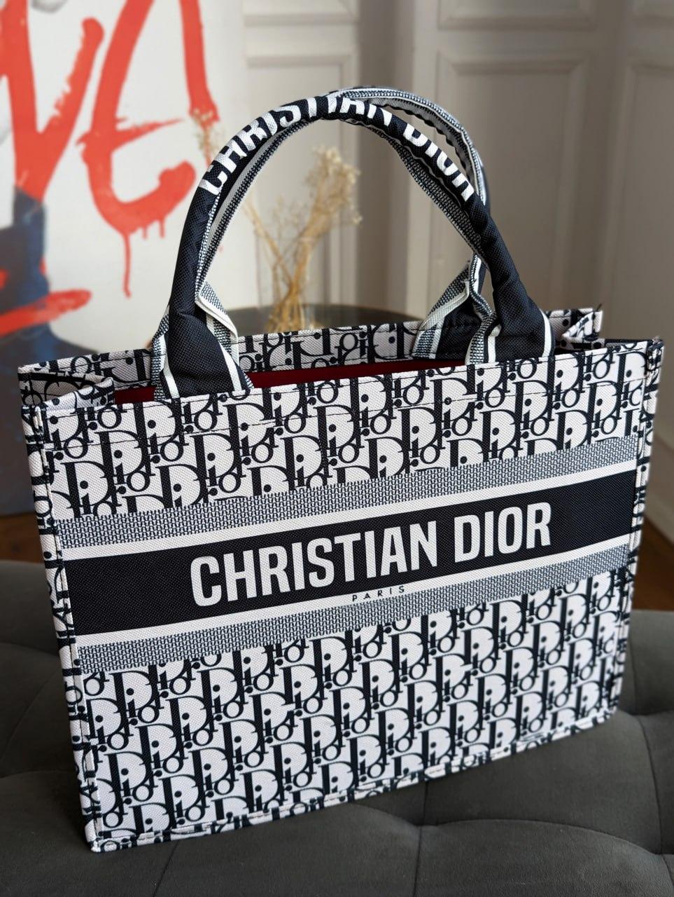 Жіноча сумка шопер Christian Dior, чорно-білий Крістіан Діор, фото 1