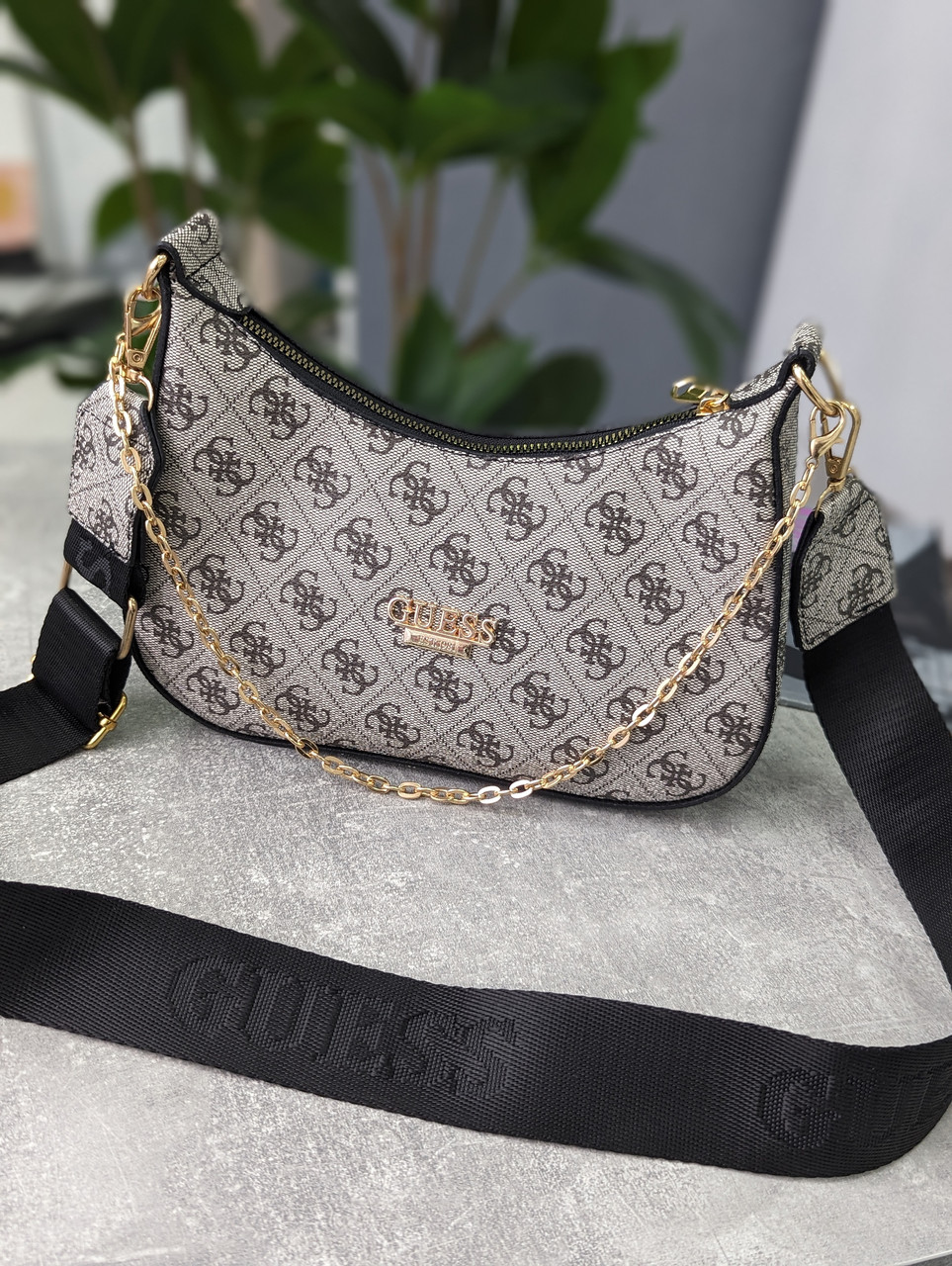 Сумка жіноча Guess багет сіра Гес, фото 1