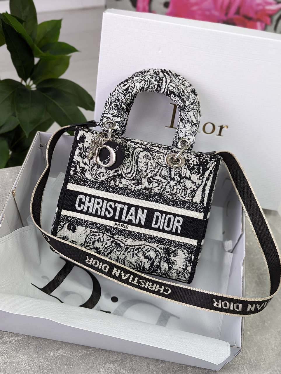 Жіноча сумка клатч Крістіан Діор чорна тигр текстильна Dior, фото 1