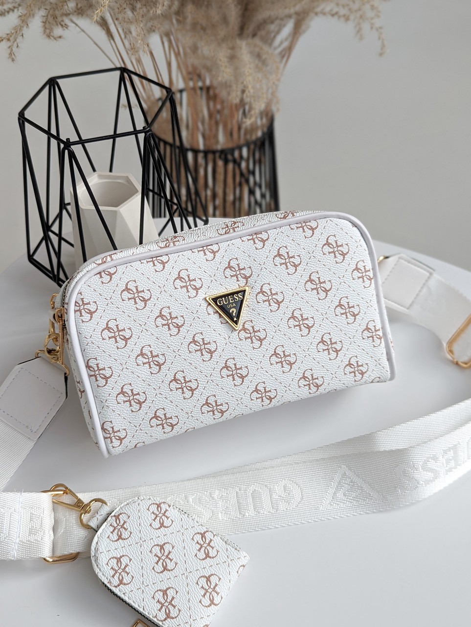 Сумка жіноча Guess білий Гесс крос-боді 2 в 1, фото 1