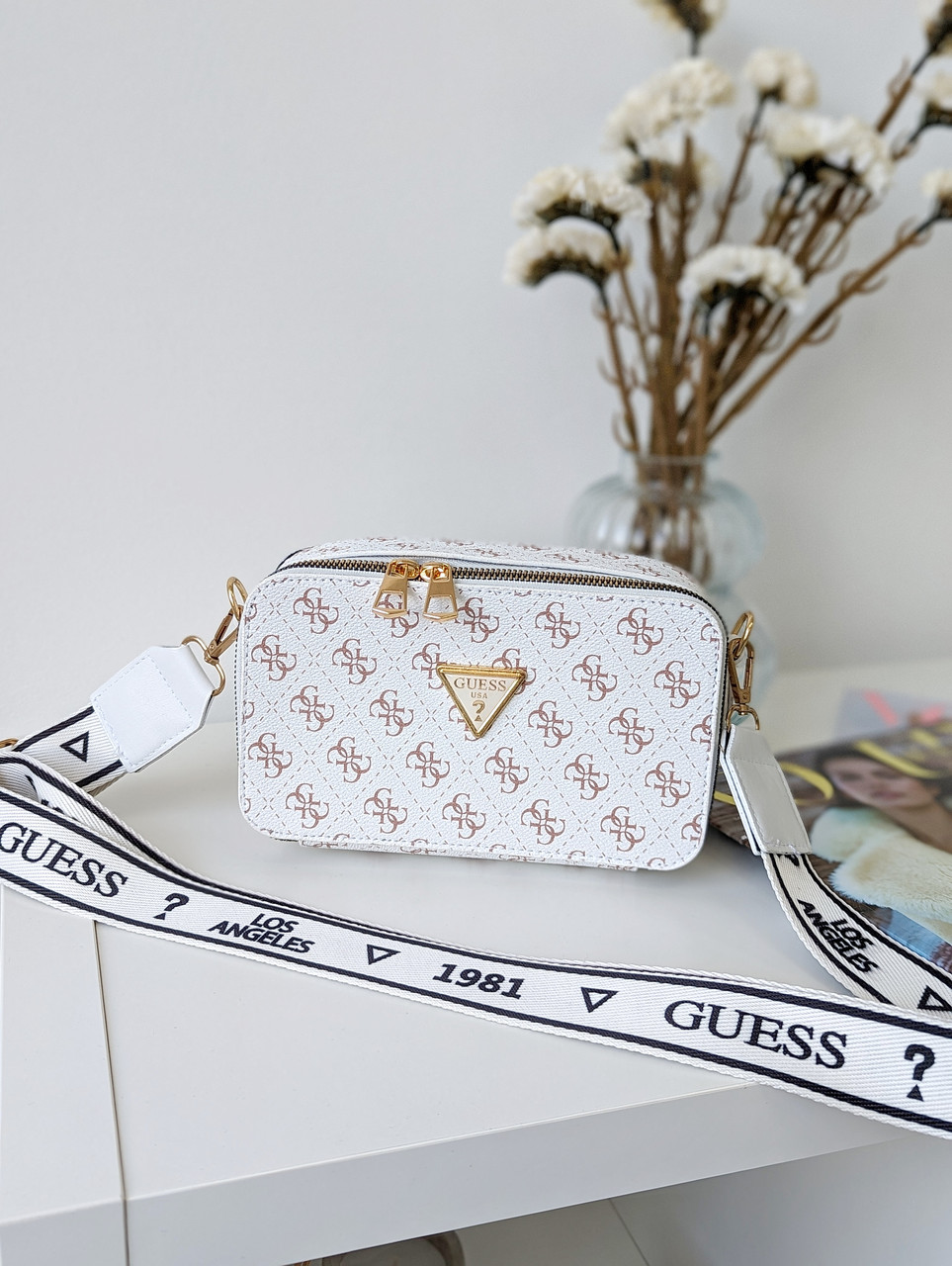 Сумка жіноча білий Guess Гесс крос-боді міні лого, фото 1
