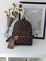 Рюкзак Louis Vuitton коричневий у карту з коричневими ручками міні Луї Віттон рюкзак жіночий