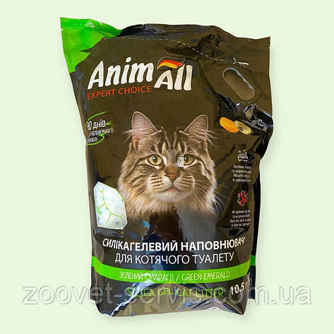 Силікагелевий наповнювач 10.5 л для котячого туалету AnimAll Зелений смарагд, фото 1