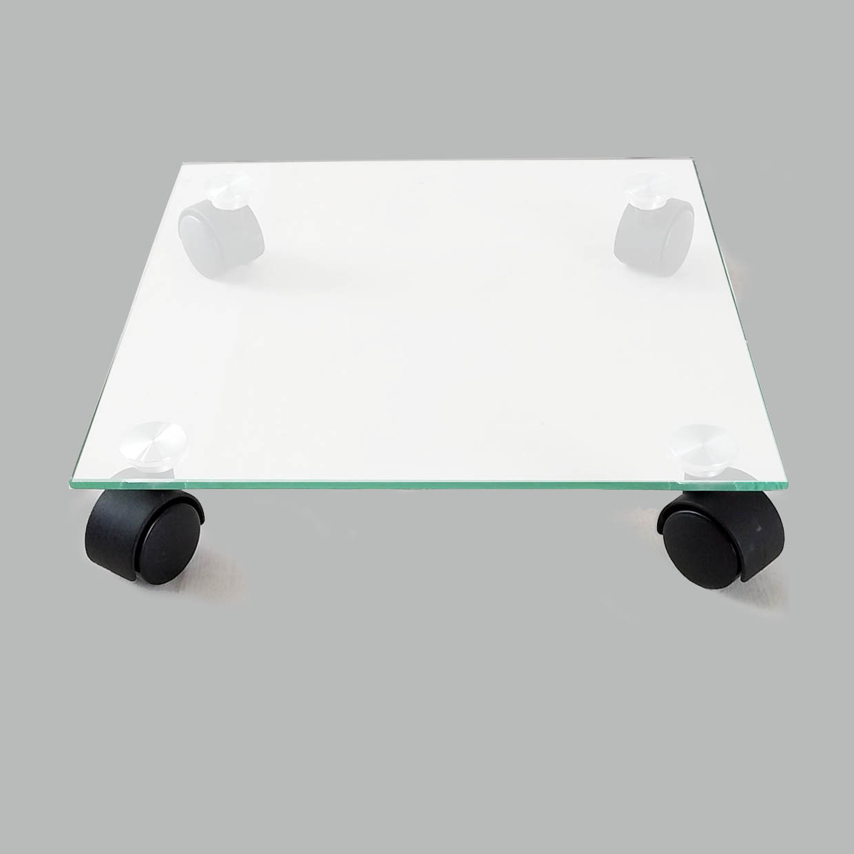 Підставки білі для квітів 300х300 мм зі скла підлогові на коліщатках COMMUS ULTRA VI Kv30 C6 - сатін, фото 1