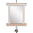 Іграшка Flamingo Wooden Mirror для птахів, дзеркало в дерев'яній рамі з дзвіночком 13х10см, фото 2