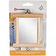 Іграшка Flamingo Wooden Mirror для птахів, дзеркало в дерев'яній рамі з дзвіночком 13х10см, фото 3