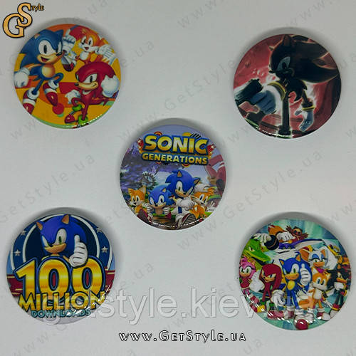 Значки Сонек Sonic Badges 5 шт., фото 1