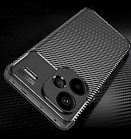 Протиударний чохол Карбон для Xiaomi Redmi Note 13 Pro+ 5g чорний гумовий бампер