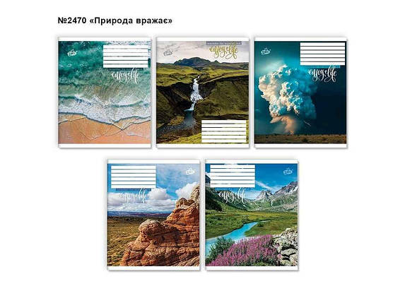 Зошит в лінію 36арк. 20шт/уп оф. ТВ-7 №2470 Природа вражає ТМ БРІСК BP, фото 1