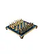 S1CBLU Manopoulos Byzantine Metal Chess set with Gold & Bronze Chessmen & 20cm Chessboard in Blue, фото 3
