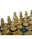 S1CBLU Manopoulos Byzantine Metal Chess set with Gold & Bronze Chessmen & 20cm Chessboard in Blue, фото 4