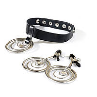 Набор чокер + зажимы Art of Sex - Choker and Nipple clamps Triada, цвет черный